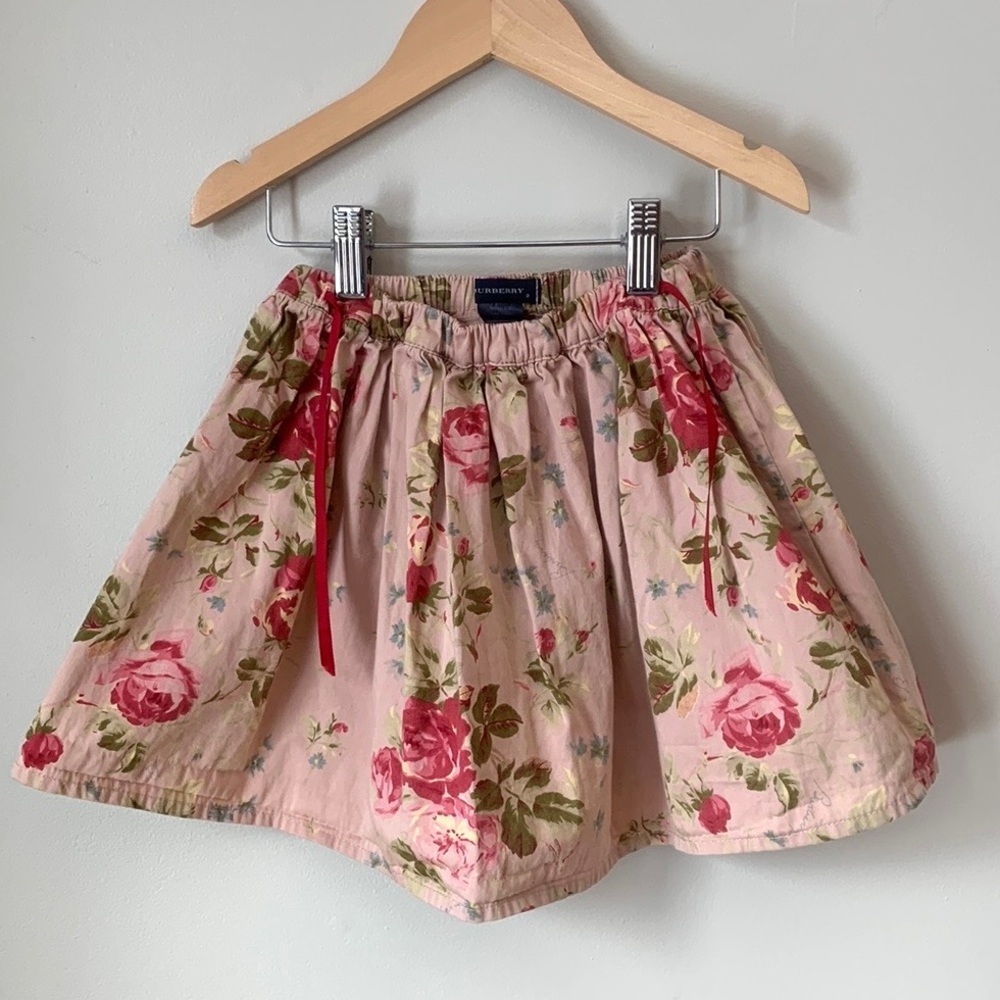 BURBERRY Girl's 2T Rose Floral Skirt 100% Cotton EUC